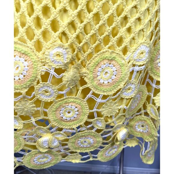 Jonathan Simkhai Tazzie Floral Crochet Limon Yellow Mini Dress Size 2 - Picture 5 of 8
